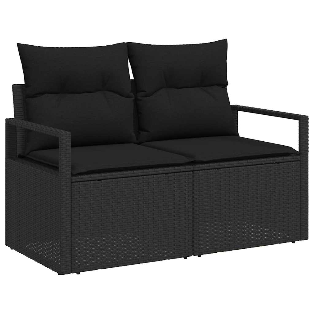 vidaXL Salon de jardin 5 pcs Noir Résine tressée avec rangement