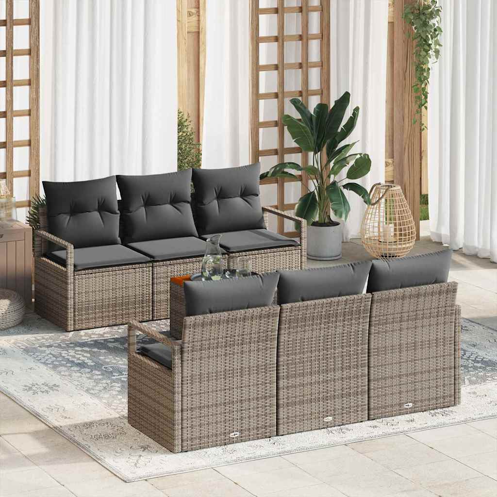 vidaXL Salon de jardin avec rangement 7 pcs Gris Résine tressée