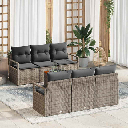 vidaXL Salon de jardin avec rangement 7 pcs Gris Résine tressée