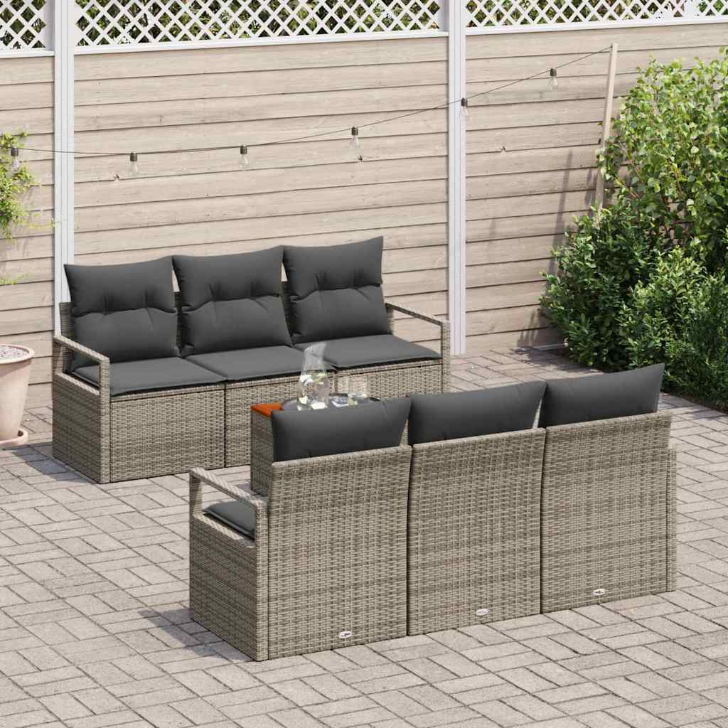 vidaXL Salon de jardin avec rangement 7 pcs Gris Résine tressée