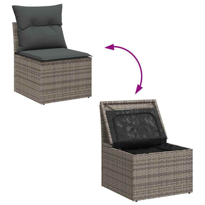 vidaXL Salon de jardin avec rangement 7 pcs Gris Résine tressée