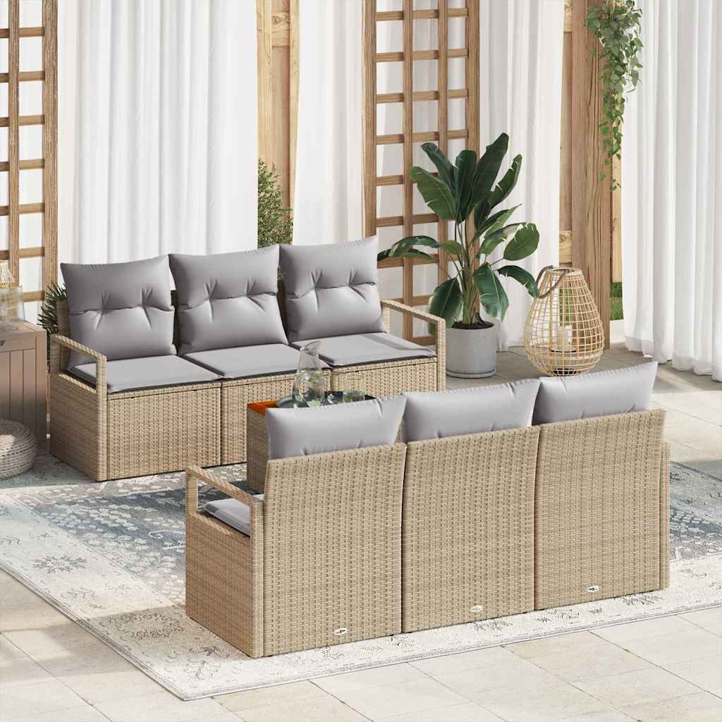vidaXL Salon de jardin 7 pcs Beige et gris clair Résine tressée