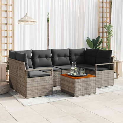 Gartensofa-set mit Speicher 7 pcs Grau Poly-Rattan