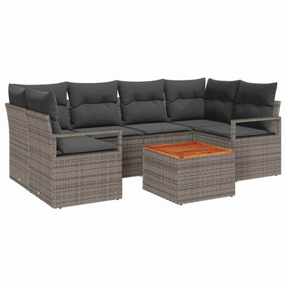 Gartensofa-set mit Speicher 7 pcs Grau Poly-Rattan