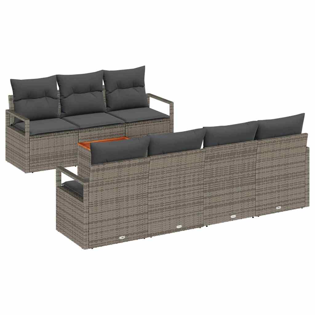 Gartensofa-set mit Speicher 8 pcs Grau Poly-Rattan