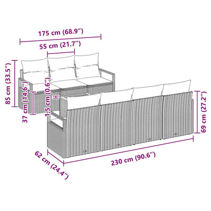 Gartensofa-set mit Speicher 8 pcs Beige und Creme Poly-Rattan