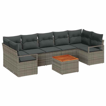 vidaXL Salon de jardin avec rangement 8 pcs Gris résine tressée