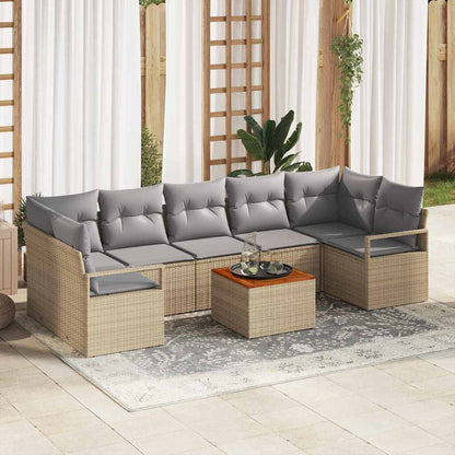 vidaXL Salon de jardin 8 pcs Beige et gris clair poly rotin