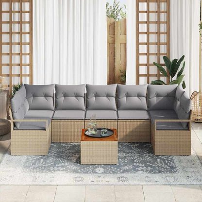 vidaXL Salon de jardin 8 pcs Beige et gris clair poly rotin
