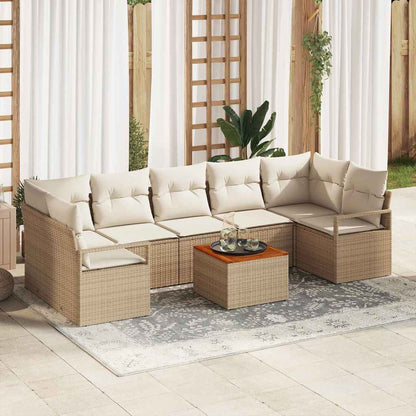 vidaXL Salon de jardin avec rangement 8 pcs Beige et crème Résine tressée