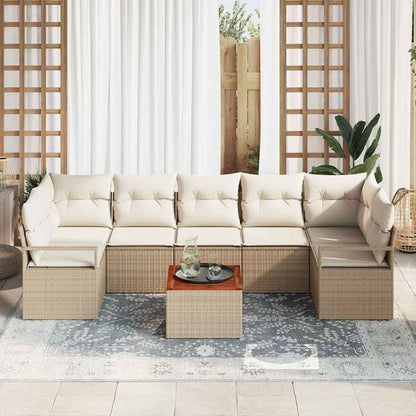 vidaXL Salon de jardin avec rangement 8 pcs Beige et crème Résine tressée
