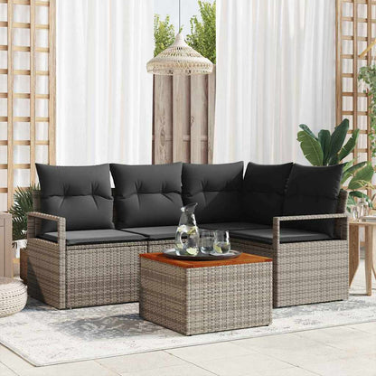 Gartensofa-set mit Speicher 5 pcs Grau Poly-Rattan
