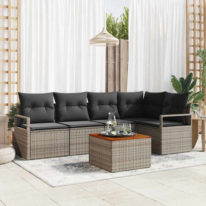 Gartensofa-set mit Speicher 6 pcs Grau Poly-Rattan