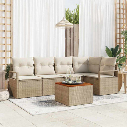 Gartensofa-set mit Speicher 6 pcs Beige und Creme Poly-Rattan