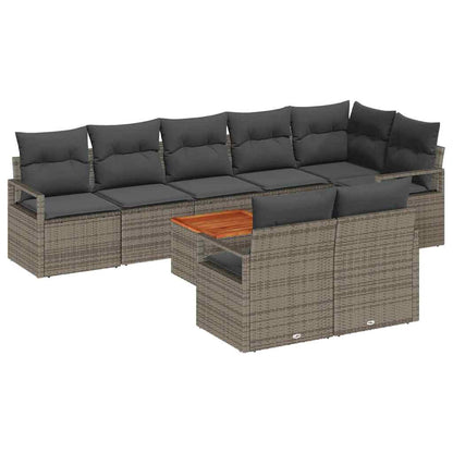 Gartensofa-set mit Speicher 9 pcs Grau Poly-Rattan