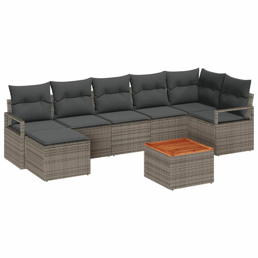 Gartensofa-set mit Speicher 8 pcs Grau Poly-Rattan