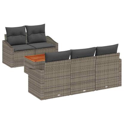 Gartensofa-set mit Speicher 6 pcs Grau Poly-Rattan