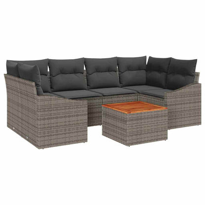 Gartensofa-set mit Speicher 7 pcs Grau Poly-Rattan