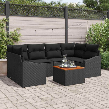 Gartensofa-set mit Speicher 7 pcs Schwarz Poly-Rattan