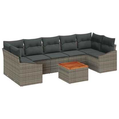Gartensofa-set mit Speicher 8 pcs Grau Poly-Rattan