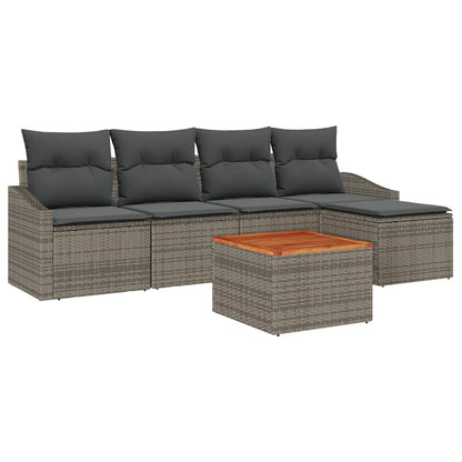 Gartensofa-set mit Speicher 6 pcs Grau Poly-Rattan