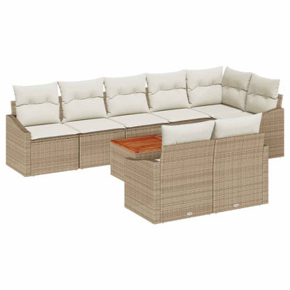 Gartensofa-set mit Speicher 9 pcs Beige und Creme Poly-Rattan