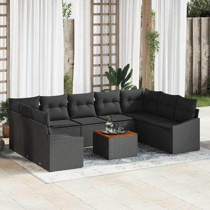Gartensofa-set mit Speicher 10 pcs Schwarz Poly-Rattan