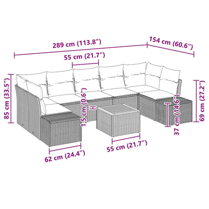 Gartensofa-set mit Speicher 8 pcs Schwarz Poly-Rattan