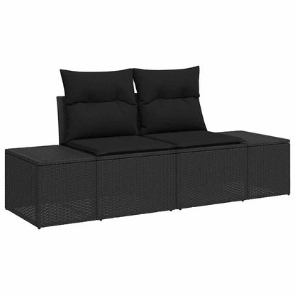 Gartensofa-set mit Speicher 9 pcs Schwarz Poly-Rattan