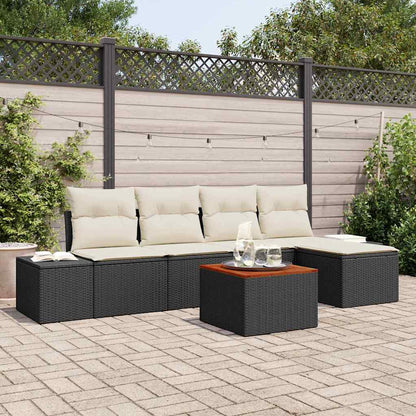 vidaXL Gartensofa-set mit Speicher 6 pcs Schwarz und Creme Poly-Rattan