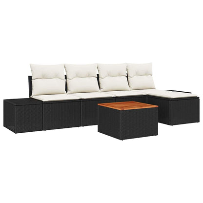 vidaXL Gartensofa-set mit Speicher 6 pcs Schwarz und Creme Poly-Rattan