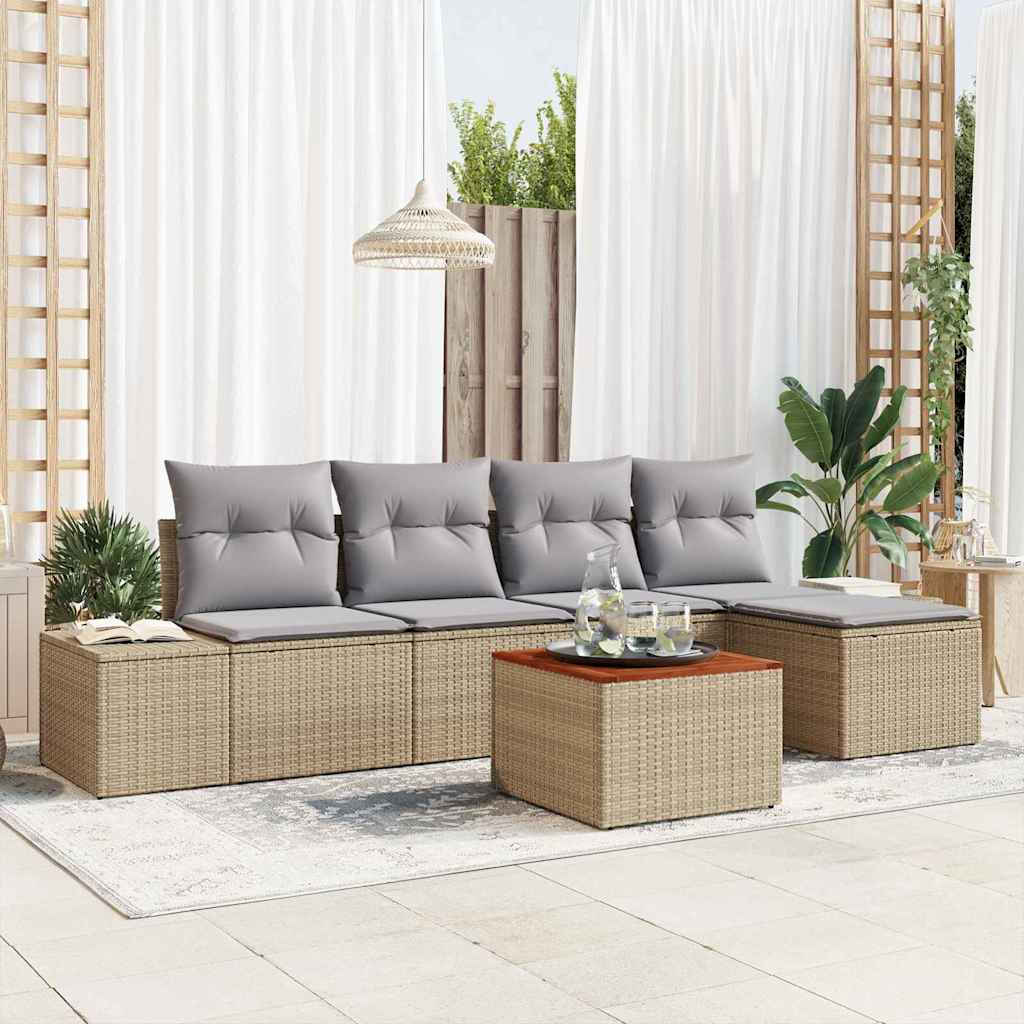 vidaXL Ensemble de canapés de jardin 6 pcs Beige et gris clair Résine tressée