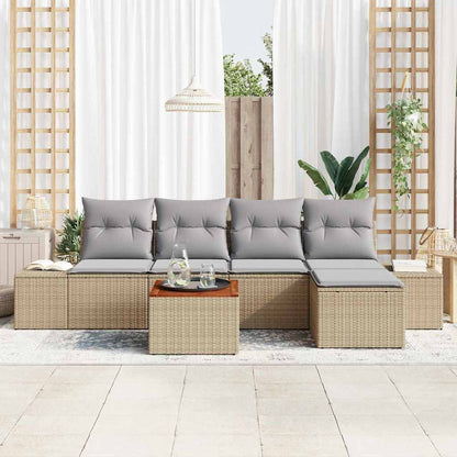 vidaXL Ensemble de canapés de jardin 6 pcs Beige et gris clair Résine tressée