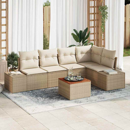 vidaXL Gartensofa-set mit Speicher 6 pcs Beige und Creme Poly-Rattan