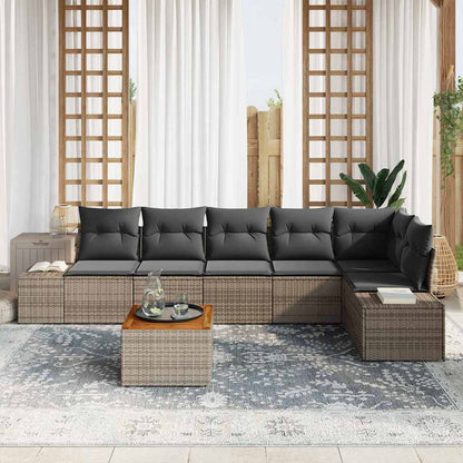 Gartensofa-set mit Speicher 7 pcs Grau Poly-Rattan