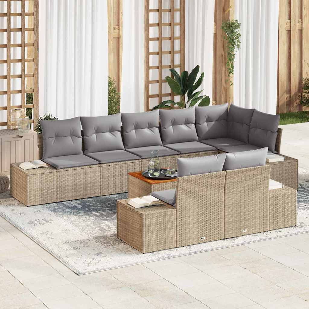 Garten-Sofa-Set 9 pcs Beige und Hellgrau