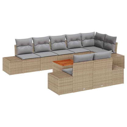 Garten-Sofa-Set 9 pcs Beige und Hellgrau