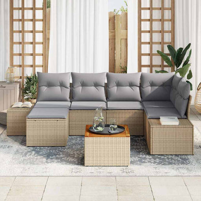 Garten-Sofa-Set 7 pcs Beige und Hellgrau