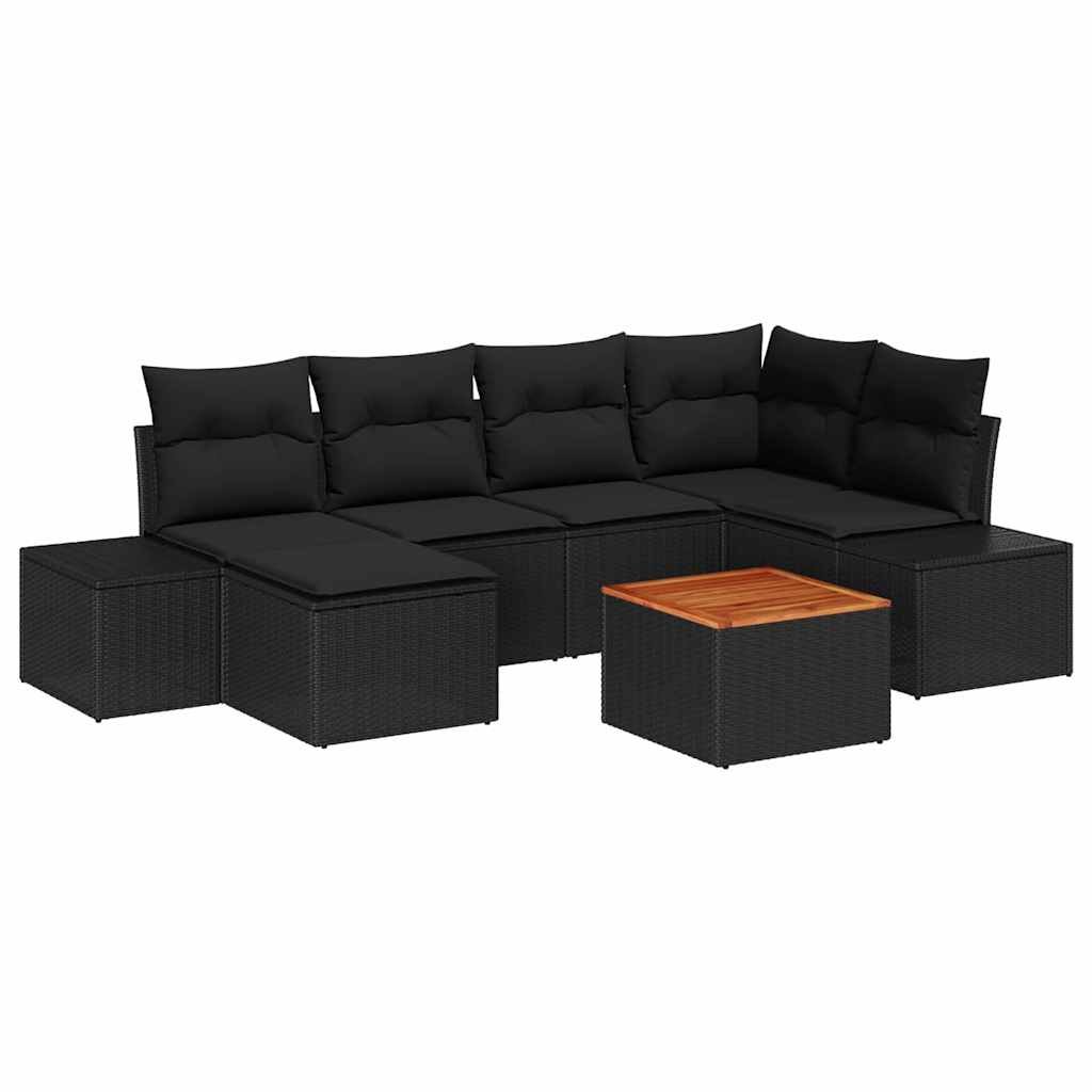 Garten-Sofa-Set 7 pcs Schwarz