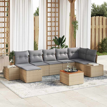 Garten-Sofa-Set 8 pcs Beige und Hellgrau