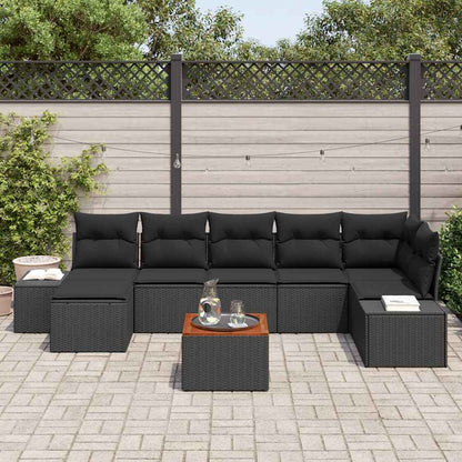 Garten-Sofa-Set 8 pcs Schwarz