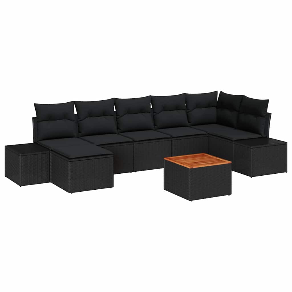Garten-Sofa-Set 8 pcs Schwarz