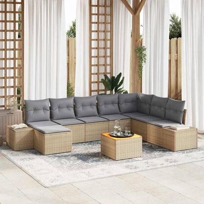 Garten-Sofa-Set 9 pcs Beige und Hellgrau