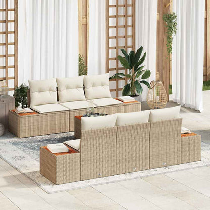 vidaXL Salon de jardin avec coussins et rangement 7 pcs Beige résine tressée