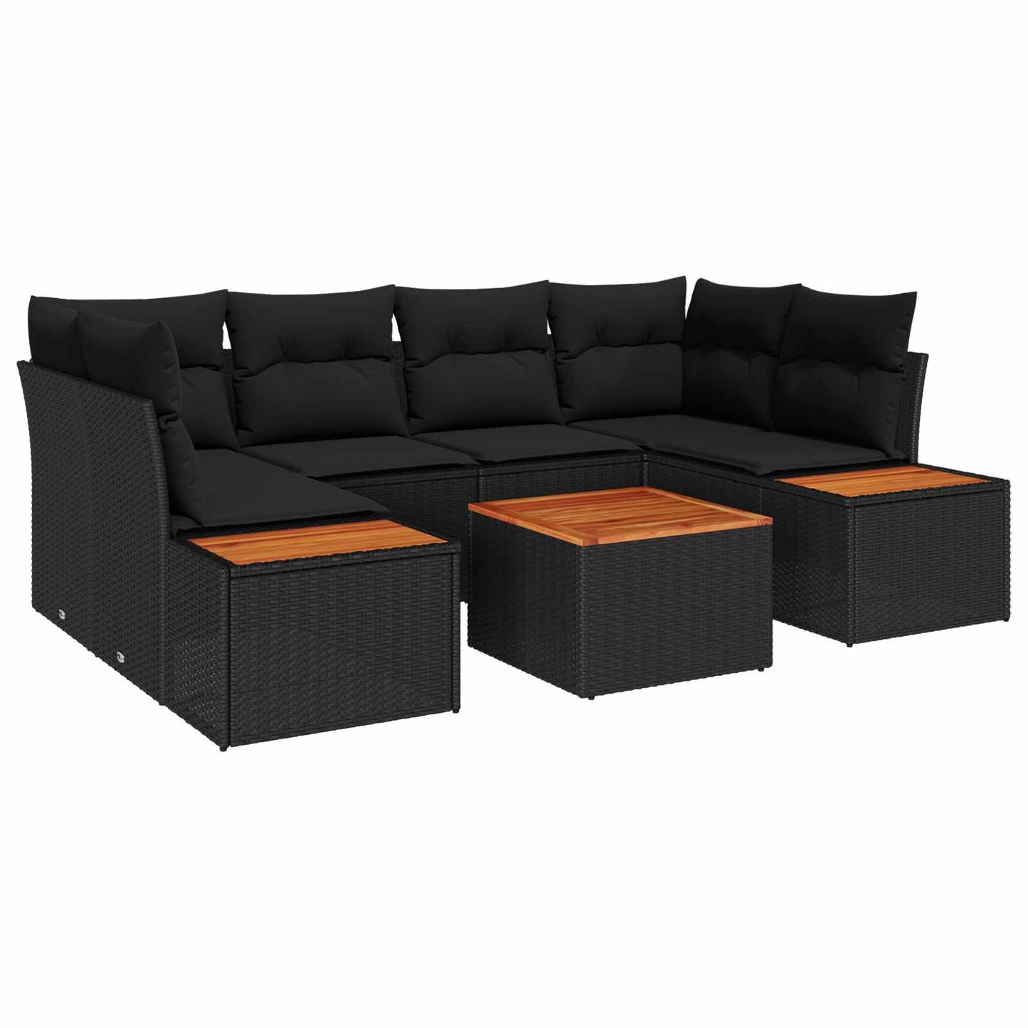 Garten-Sofa-Set mit Kissen 6 pcs Schwarz Poly Rattan