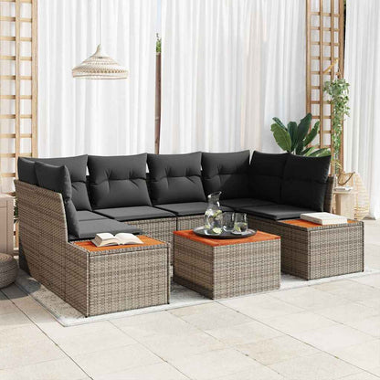 vidaXL Salon de jardin avec coussins et espace de rangement 6 pcs Gris Résine tressée