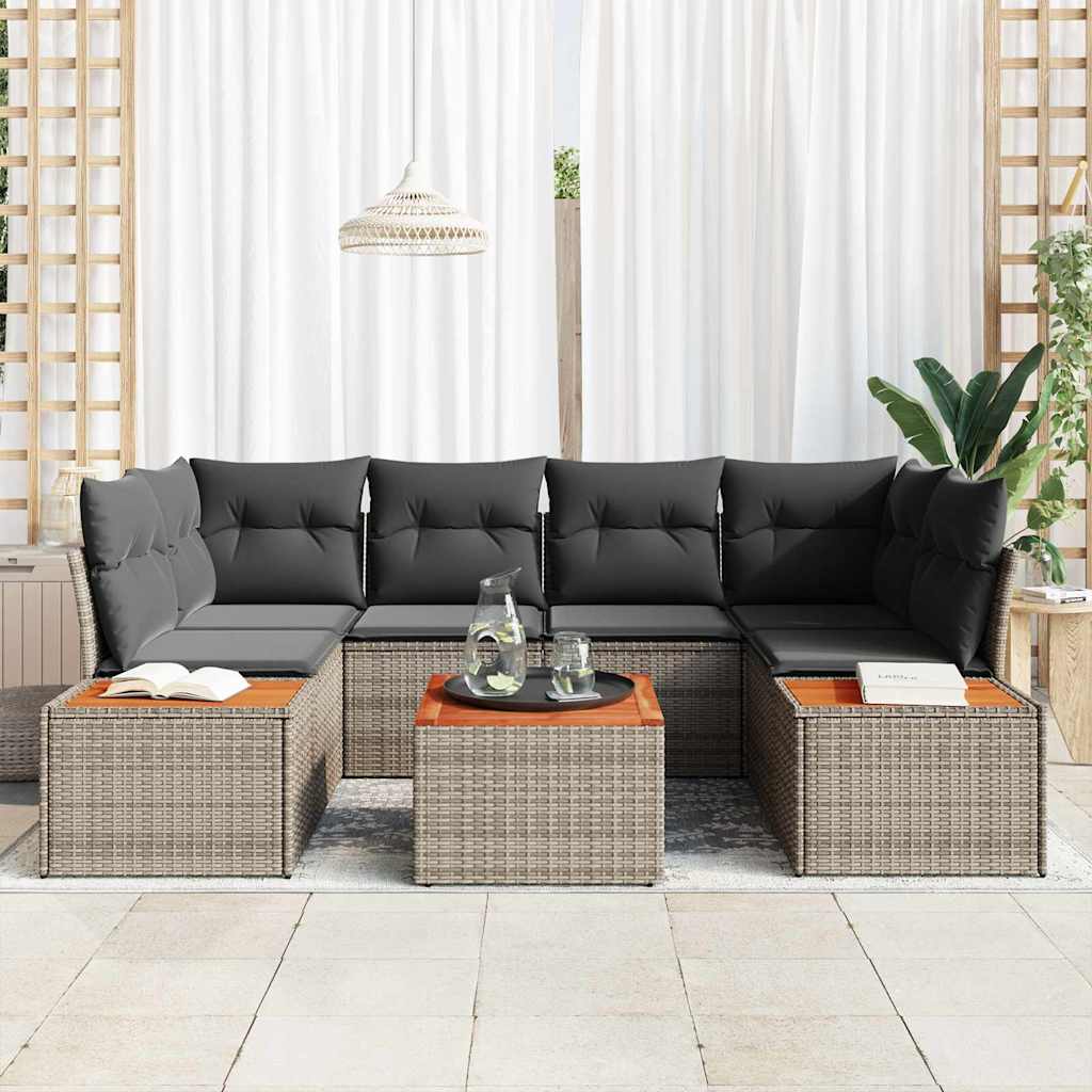 vidaXL Salon de jardin avec coussins et espace de rangement 6 pcs Gris Résine tressée
