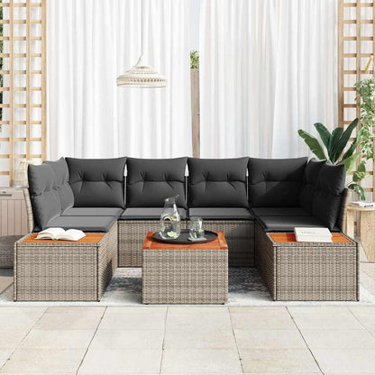 vidaXL Salon de jardin avec coussins et espace de rangement 6 pcs Gris Résine tressée