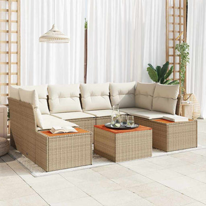 Garten-Sofa-Set mit Kissen mit Speicher 6 pcs Beige Poly Rattan