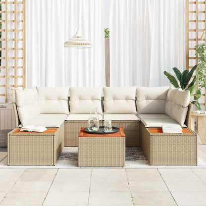 Garten-Sofa-Set mit Kissen mit Speicher 6 pcs Beige Poly Rattan